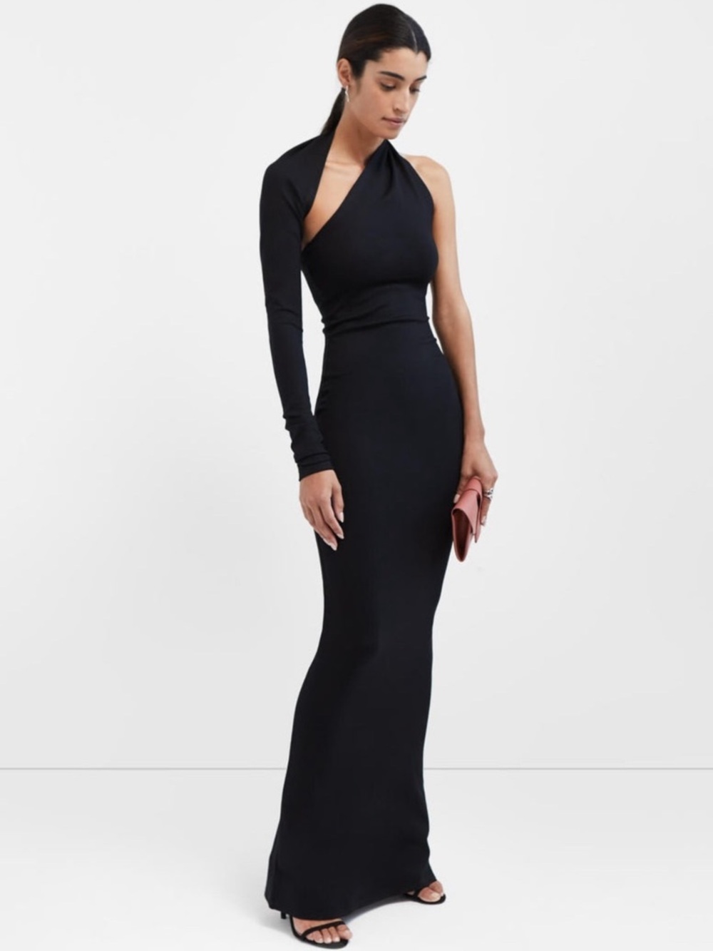 Marcella NYC Manhattan One Shoulder Gown European Ponte Open Back Halter Small - Picture 3 of 16